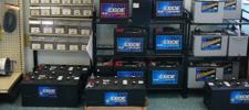 Exide batteries at Three Lantern Marine and Fishing Supply